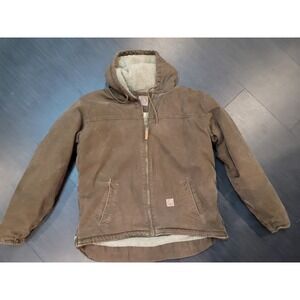 Berne HJ626 XLT heavy weight sherpa lined work jacket with hood Dark Brown
